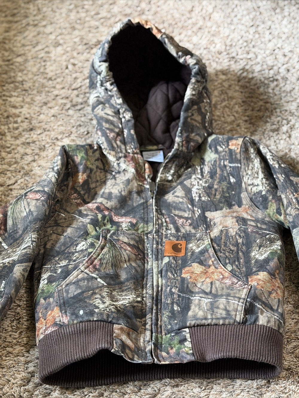 Carhartt Camo Quilted Coat Mossy Oak Hooded Canvas Youth XS(6)